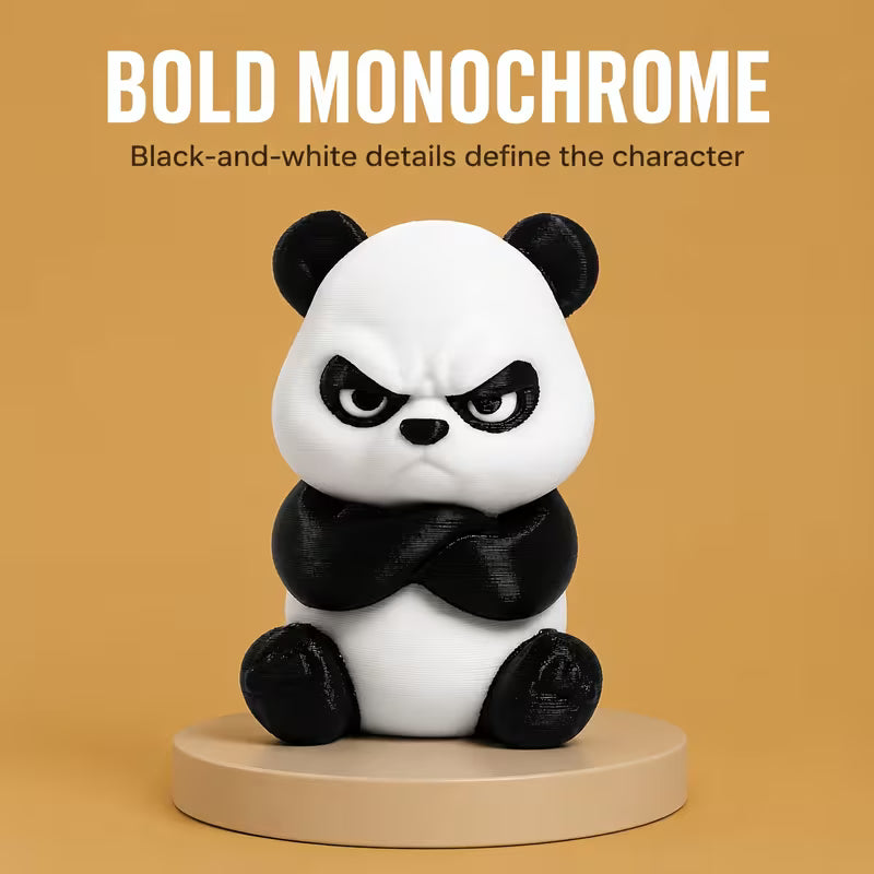 3D-Printed Angry Panda Figurine Plastic