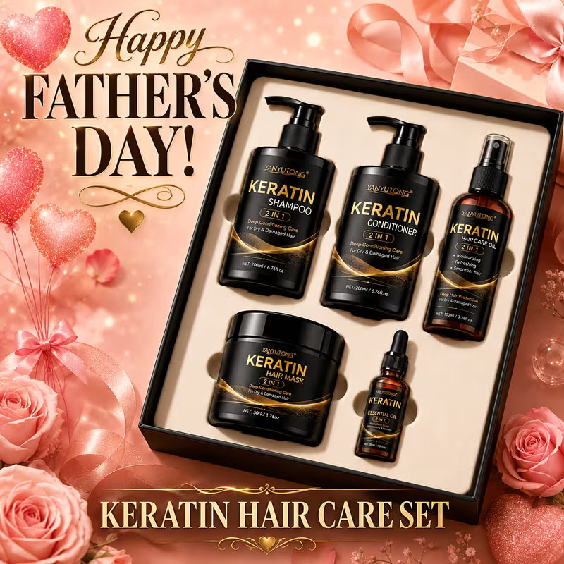 This 2-In-1 Keratin Shampoo And Conditioner 5pcs Set Focuses on Oil Control, Deep Cleansing