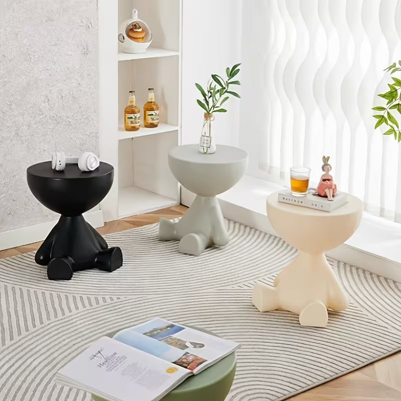 Large Plastic Bedside Table, Sofa Side Table, Movable Coffee Table with Storage, Mini Bear