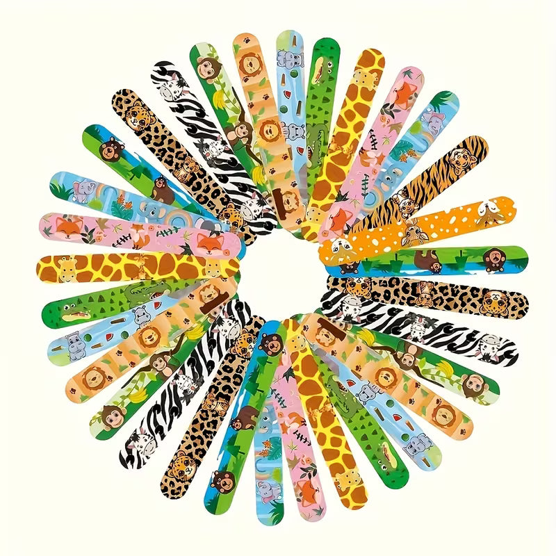 12/36-Piece Slap Bracelets Wristbands for Jungle Safari Party Favors