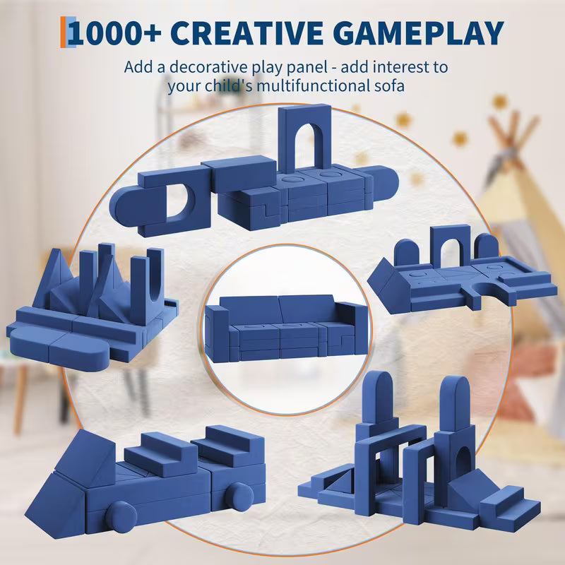 22-Piece Modular Foam Block Sofa for Kids