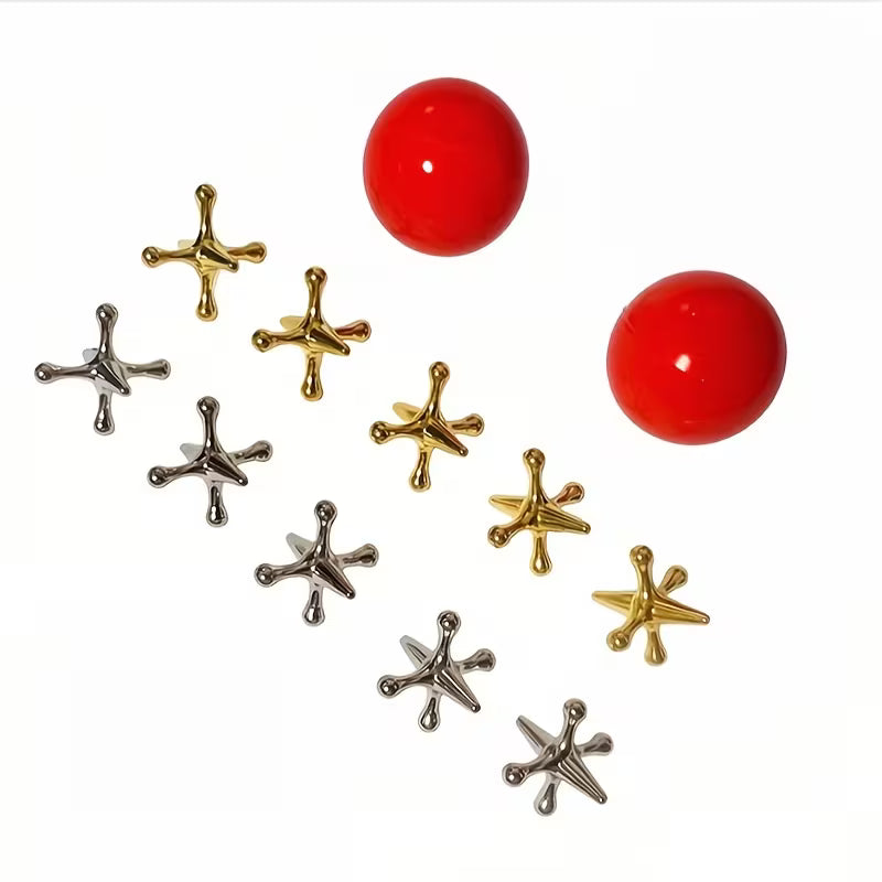 11-Piece Game Compendium Classic Metal Jacks Set with 1 Ball