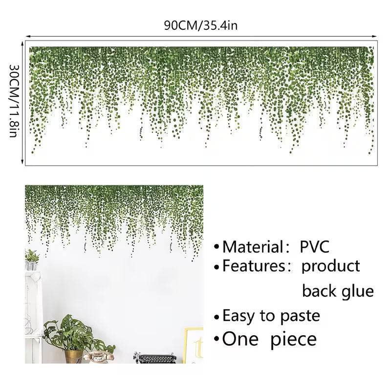 Transform Your Wall with this 1pc Long Green Vine Decorative Sticker - DIY Materials Included!
