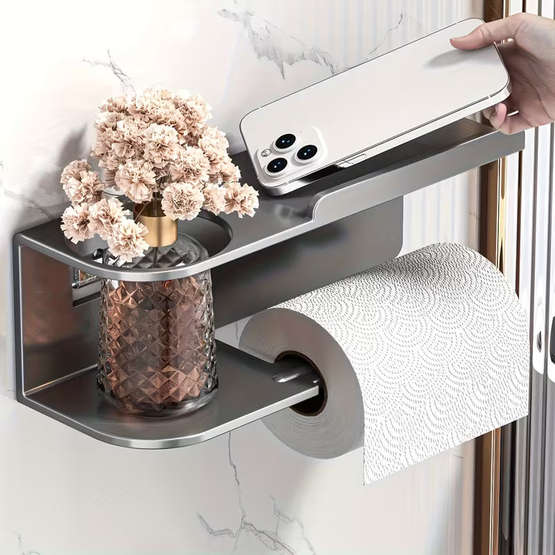 LDQ Modern Black Self-Adhesive Wall-Mounted Tissue Holder, Black