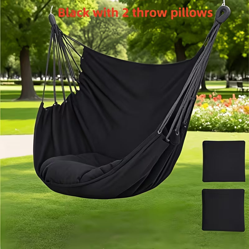 1pc of Deluxe Patio Hanging Chair with 2 Cushions, Outdoor Rocking Chair, Leisure Hammock Chair