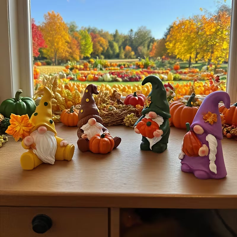 A Set of 4 Gnome Figurines for Desktop Decoration, Suitable for Use in Offices, on Desks