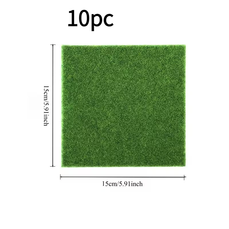 10pcs Set of Artificial Turf Moss Mats, Artificial Green Carpet, Micro-Landscape Decoration