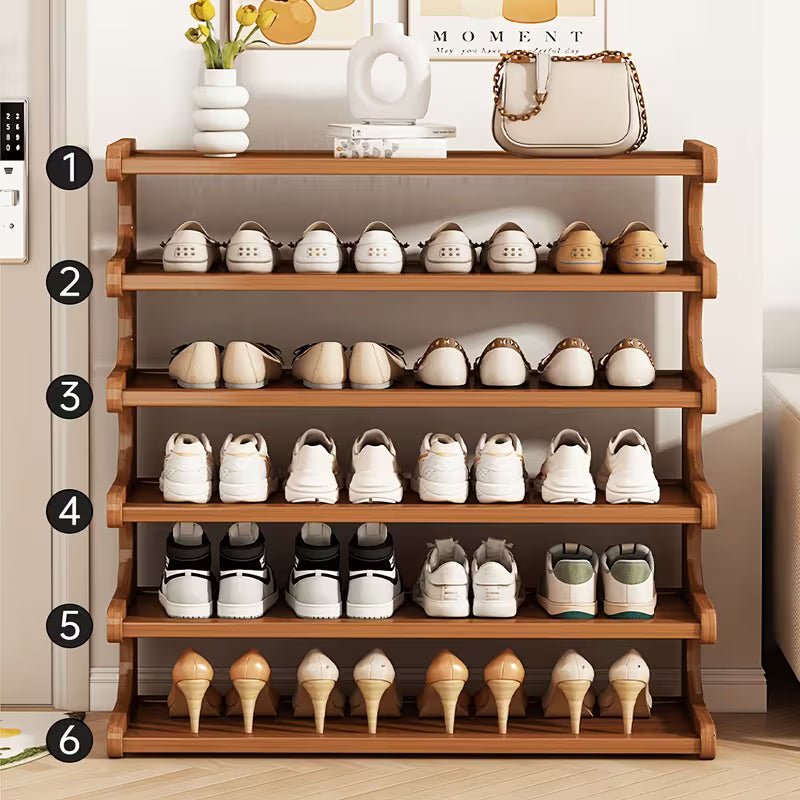 3/5/6-Tier Bamboo Shoe Rack - Bamboo Shoe Storage Solution - Multi-Tier Freestanding Organizer