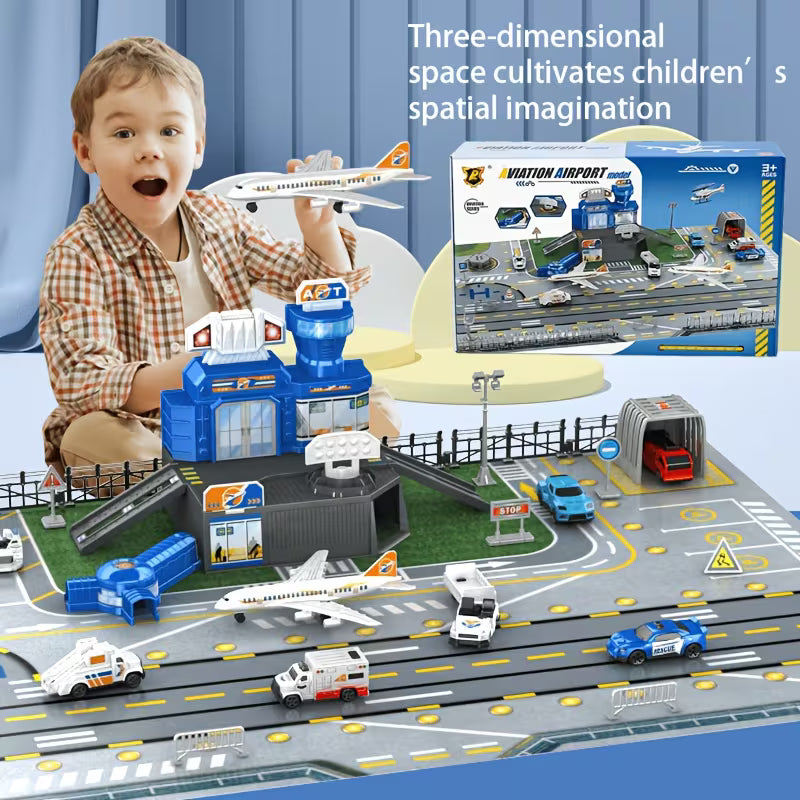 Airport Playset with Airplane Plastic