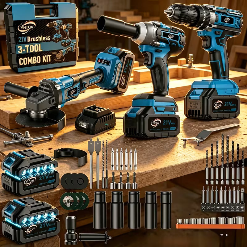 6000Mah 4pcs Set of Brushless Cordless Combo Kit Power Tools