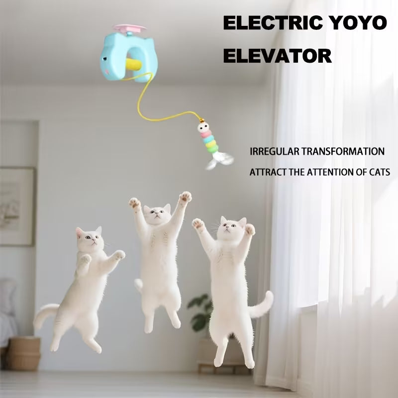 Elastic Stretch Feather Cat Chase Ball Toy |, Polyester, White