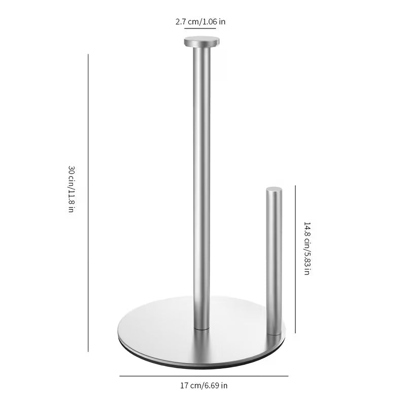 Sturdy Black Metal 1pc Modern Countertop Paper Towel Holder | One-Hand Tear Design