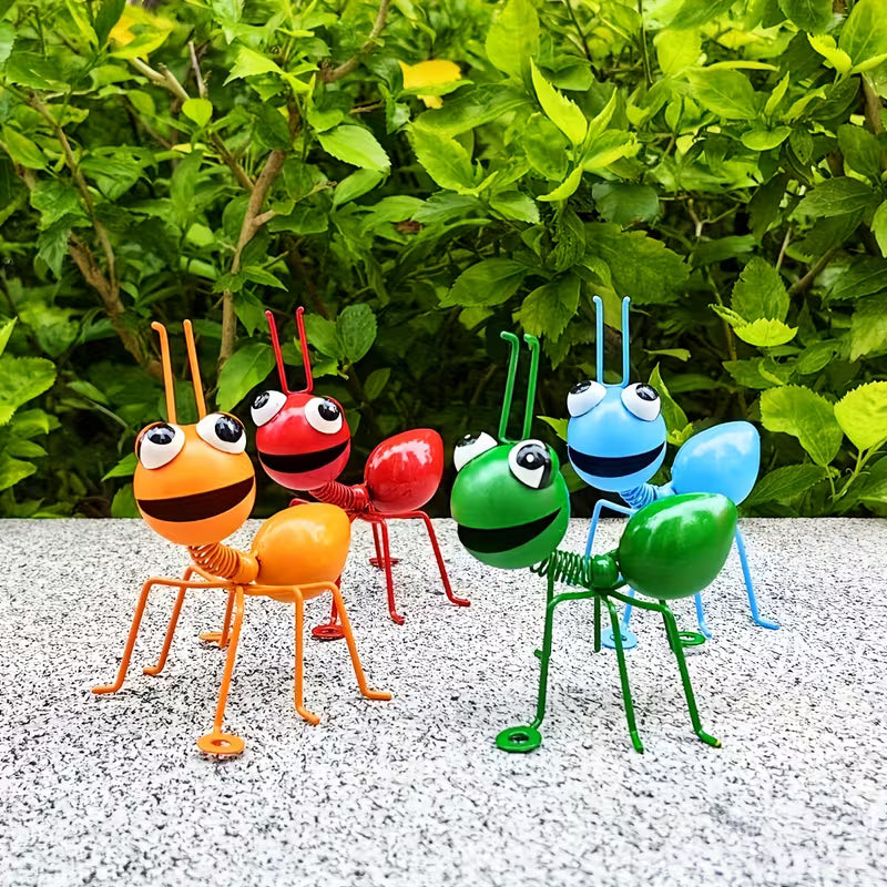 Cross Border Iron Big Eyed Ant Crafts 4pcs Set, Garden and Courtyard Decorations