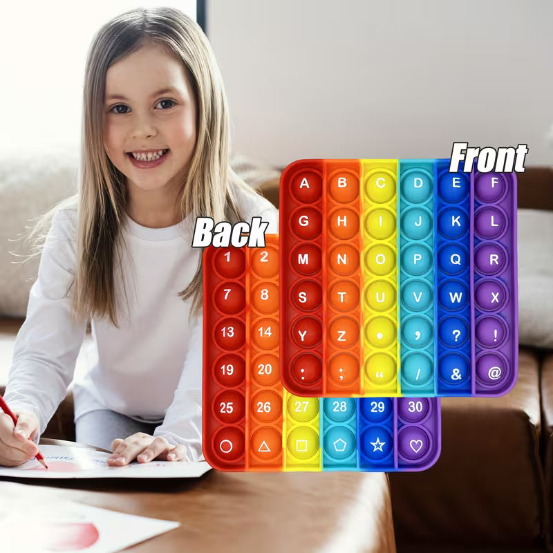 Square 2-in-1 Numbers and Letters Both Sides Push Bubble Fidget Toys