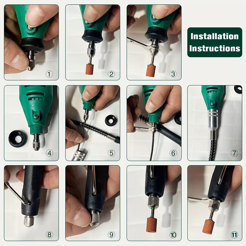 Rotary Tool Set, 5 Speed Settings 10000-37000 RPM, with Flexible Shaft and Multi-Function Chuck
