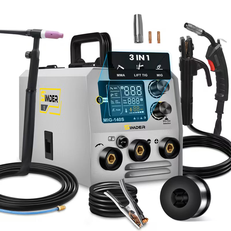 3 In 1 MIG/MMA/TIG Welder, 140A Multifunctional Welding Machine with TIG Torch