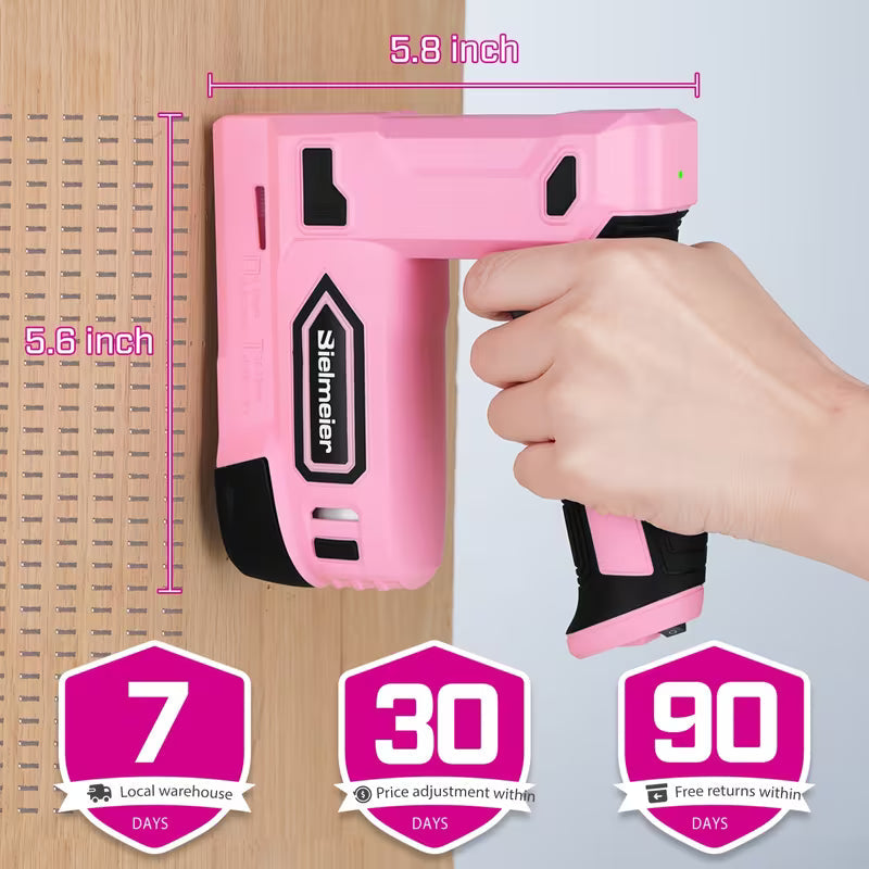 Pink Cordless Staple Gun, 2-in-1 Nail Gun Battery Powered With 1600pcs Staples And Nails