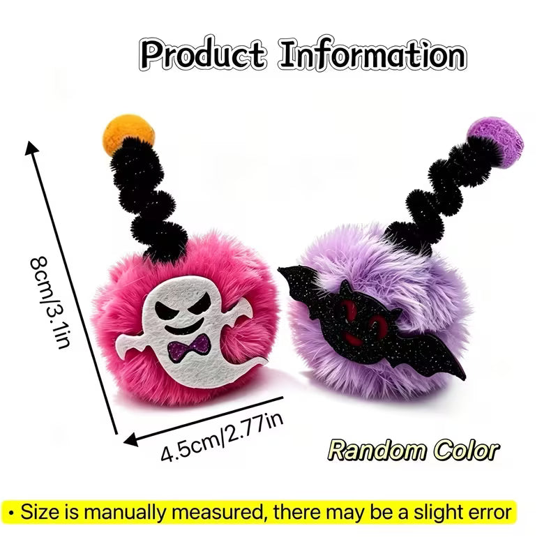Halloween Colorful Spring Pom Pom Cat Teaser Toys, Self-Play Boredom, Random Color
