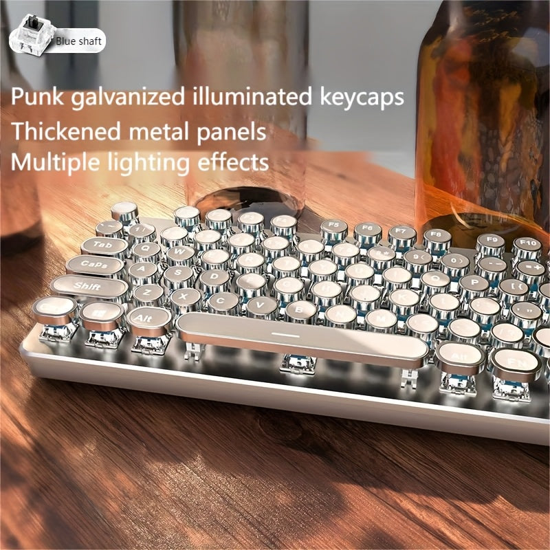 Premium Cyberpunk Mechanical Keyboard USB Cable, Retro Typewriter-style Mechanical Keyboard