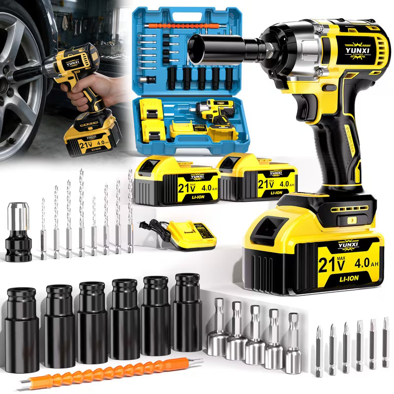 2026 Latest Wireless Impact Wrench, High Torque Brushless Power Tool Wrench Set