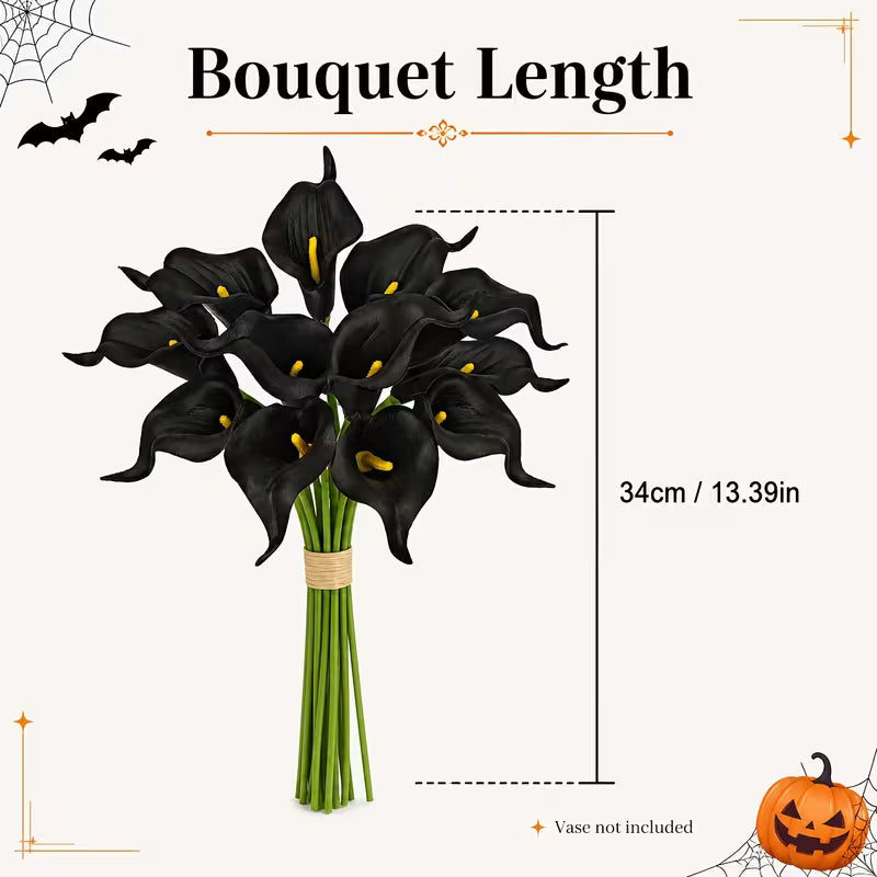 10-Stem Calla Lily Artificial Flower Bouquet in Yao, Black