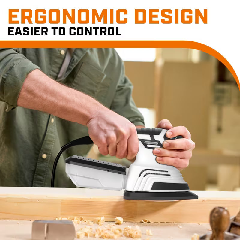 120V Detail Sander, with 12pcs Sandpaper, Efficient Dust Collection