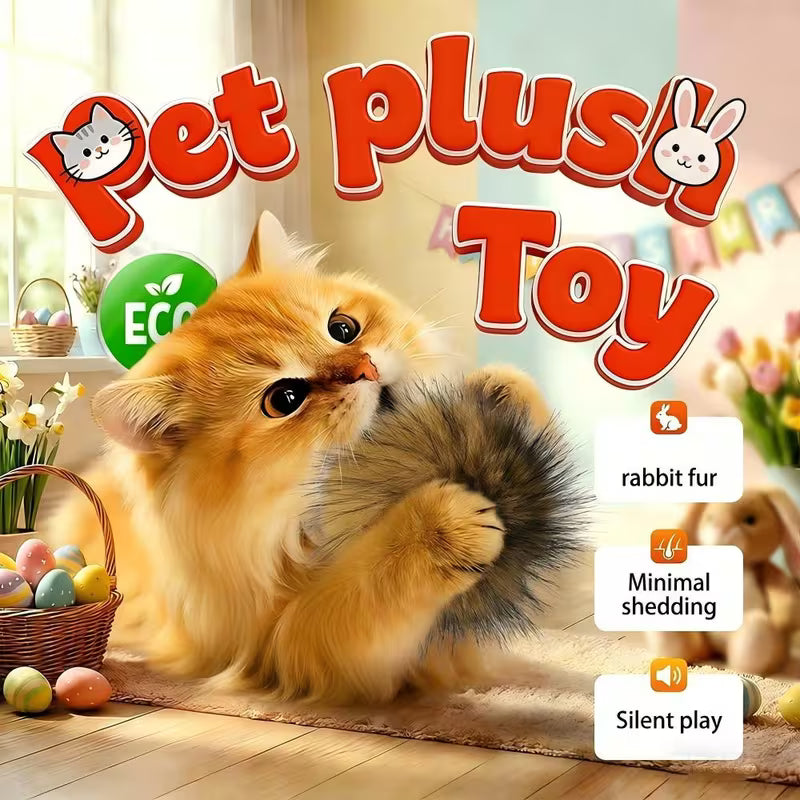 Faux Rabbit Fur Ball Cat Toys, Indoor Interactive Set