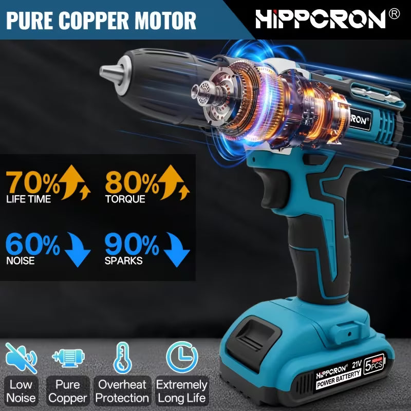21V Portable Electric Screw Cordless Drill Electric Drill Set 25Nm Cordless Combi Drill with Torque