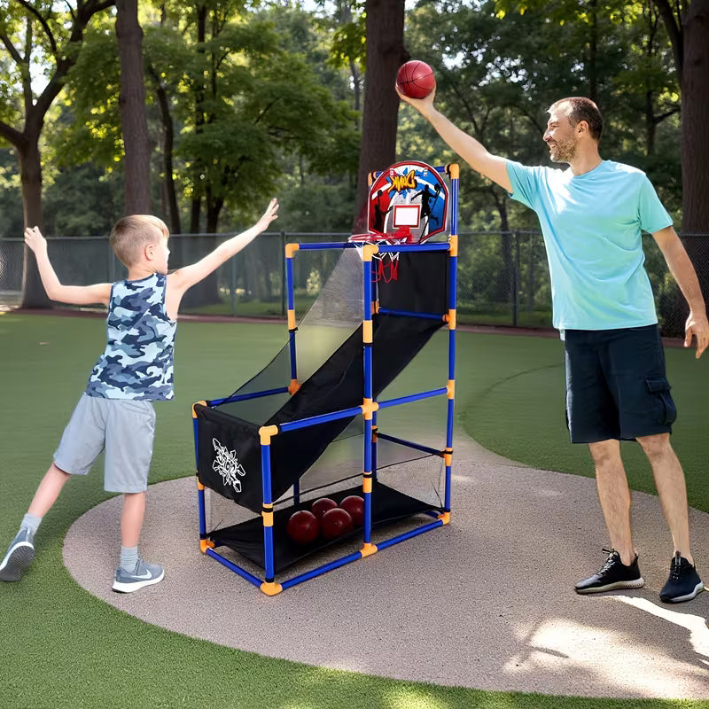 Arcade Basketball Game Set with 4 Balls and Hoop for Kids 3+