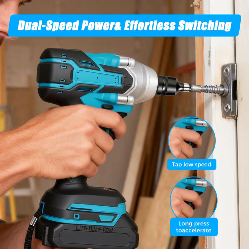1/2" Cordless Impact Wrench, 800N. M Brushless High Torque Impact Gun, 3200RPM, 3 Variable Speeds