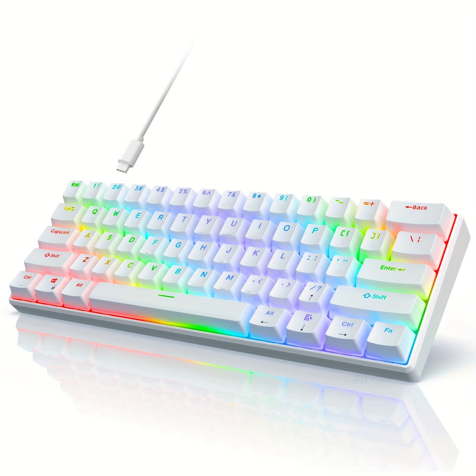 61-Key Wired Mechanical Gaming Keyboard RGB Backlit, Blue