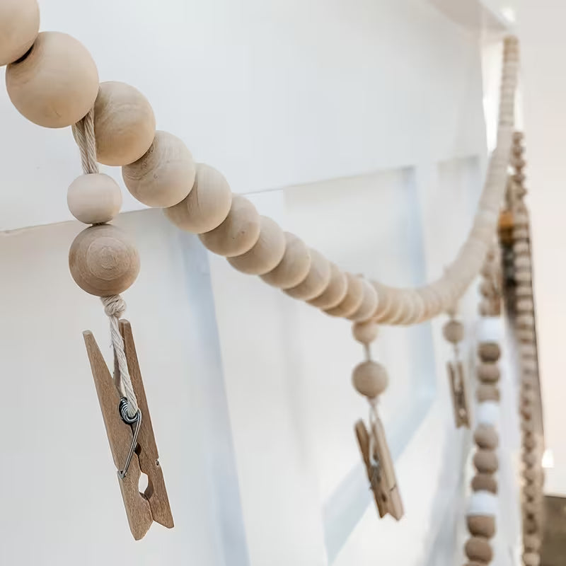 Boho Chic Wall Hanging Photo Display, Wooden