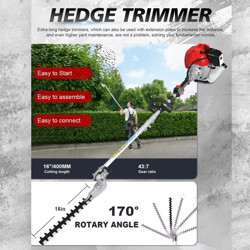 88Cc 3-In-1/5-In-1 Gasoline Lawn Mower, Multi-Functional Lawn Mower/Tiller/Hedge Trimmer/Edge
