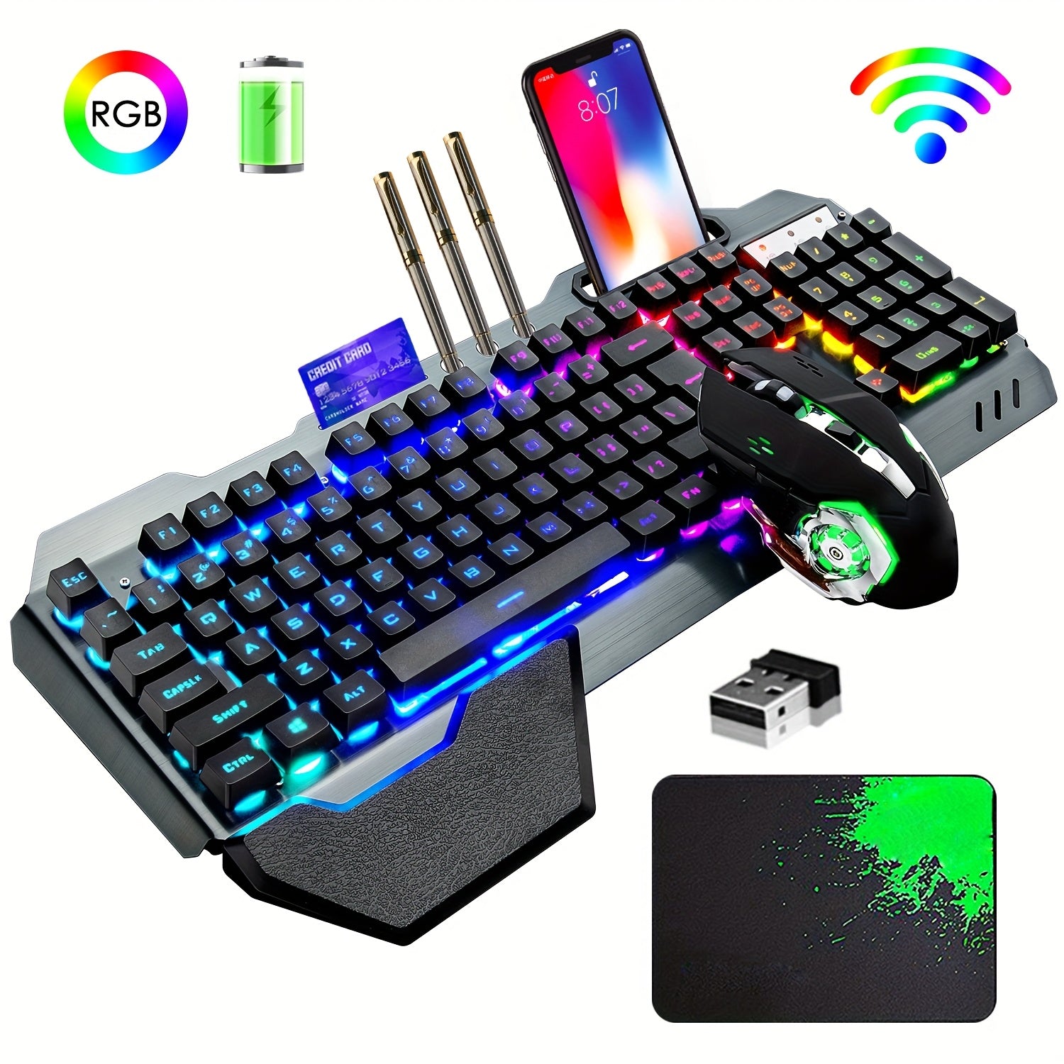 Wireless Gaming Keyboard And Mouse Combo, Metal