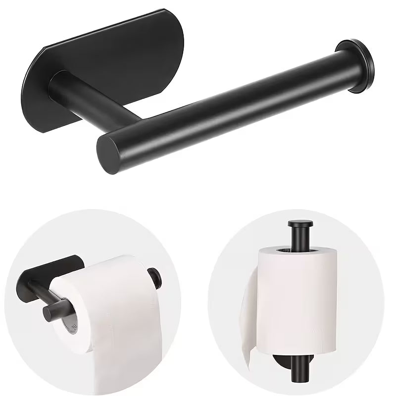 No-Drill Wall-Mounted Plastic Toilet Paper Holder, Multi-Functional Roll Set, Plastic