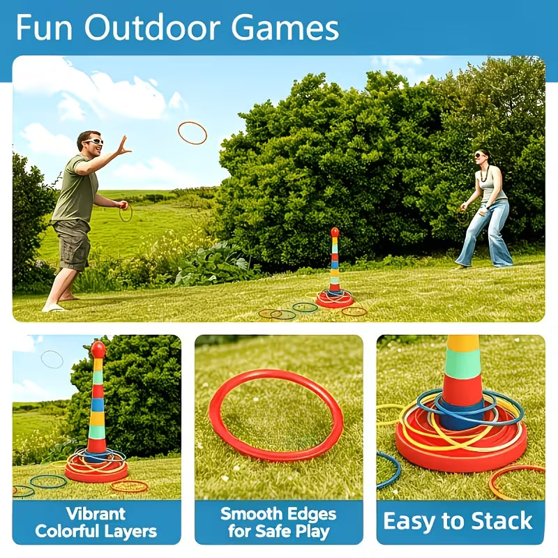 17-Piece Set: 9 Rings + 1 Base + 7 Colorful Stakes Colors