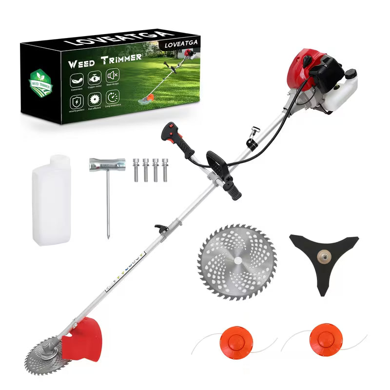 4-In-1 Gas Weed Eater 58Cc 2-Stroke, Gas Powered Grass Trimmer And Brush Cutter