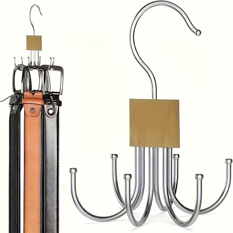 Zxf-Multifunctional Large Capacity Belt Hanger - Rotatable Wooden, Wooden