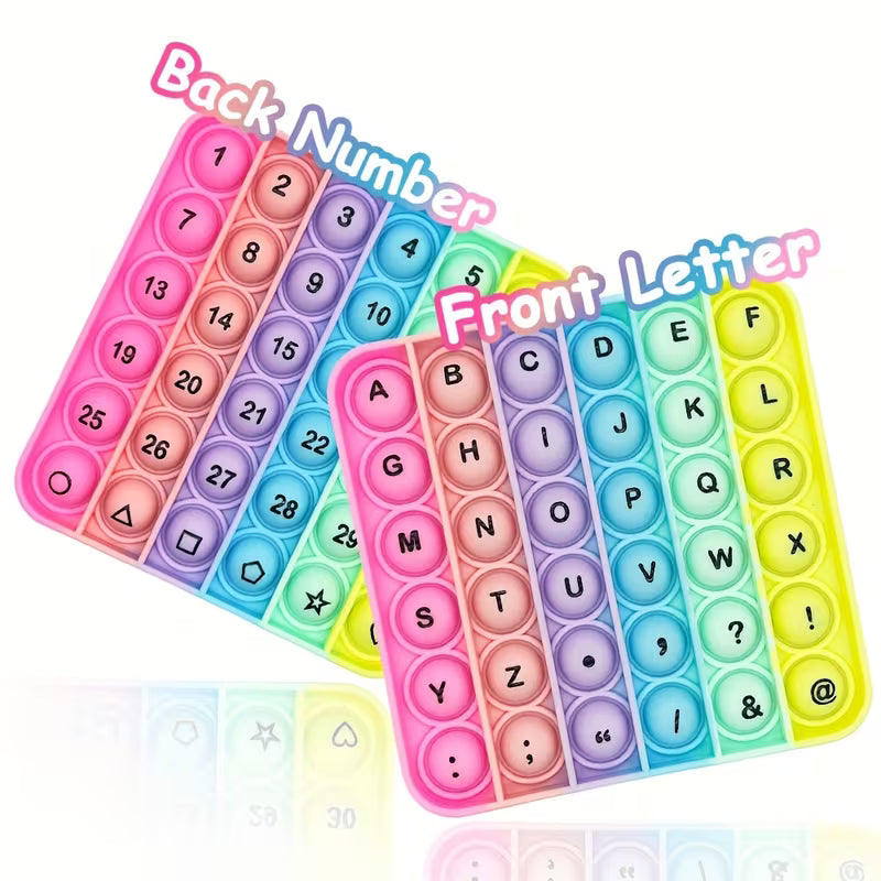 Square 2-in-1 Numbers and Letters Both Sides Push Bubble Fidget Toys