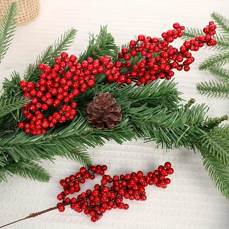 12-Pack Or 24-Pack Or 25-Pack of 8.27In/21Cm Artificial Red Berry Branches for Christmas Decor