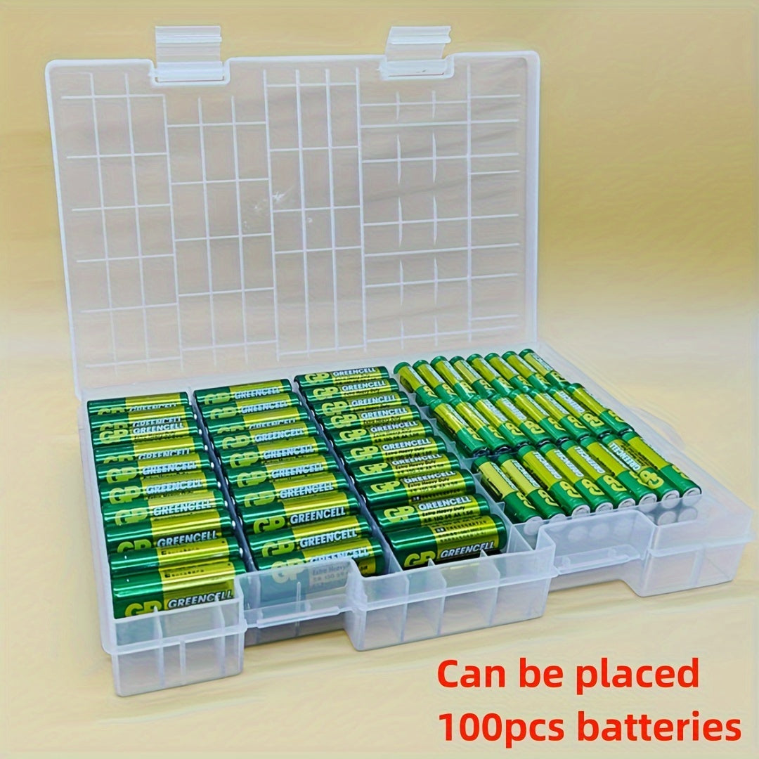 100-Slot Battery Organizer Box - Holds 60 AA & 40