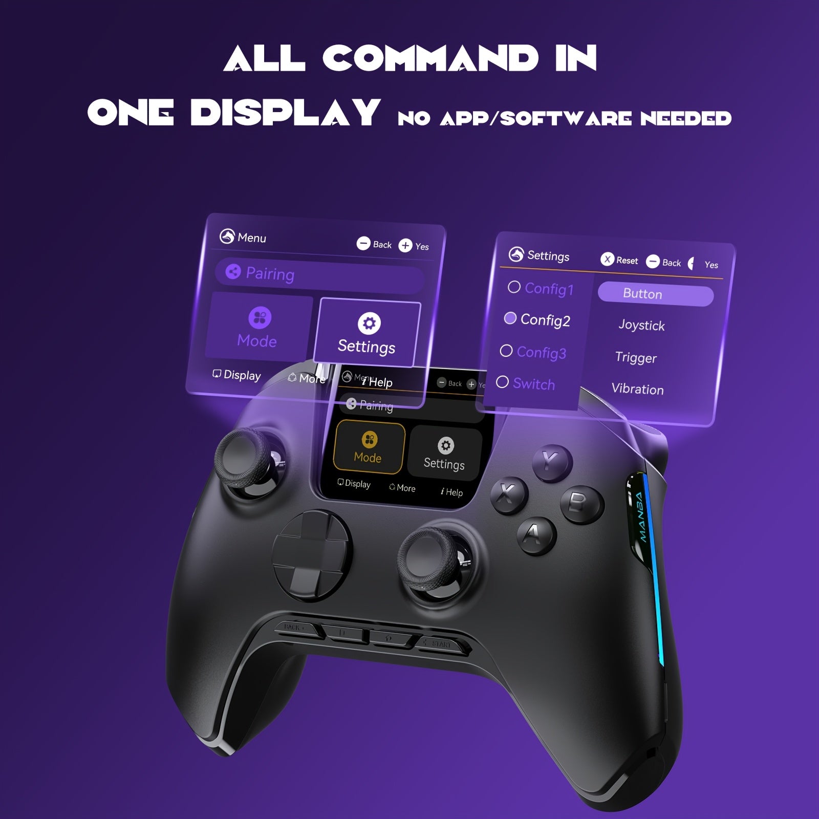 Interactive Screen Wireless Gaming Controller, Black