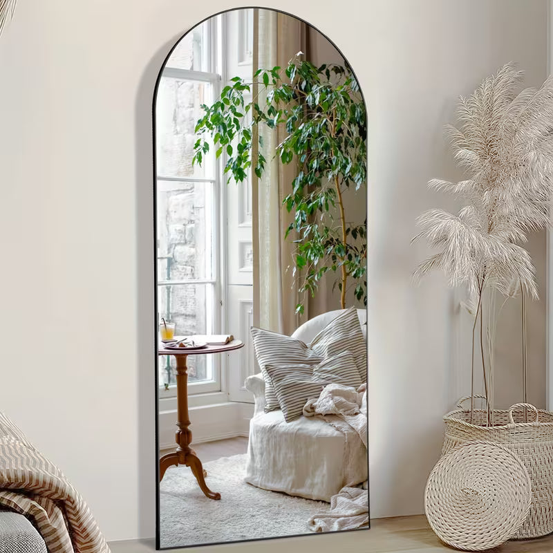 Arched Full Length 64" X 21"/59"x16"Mirror With Stand