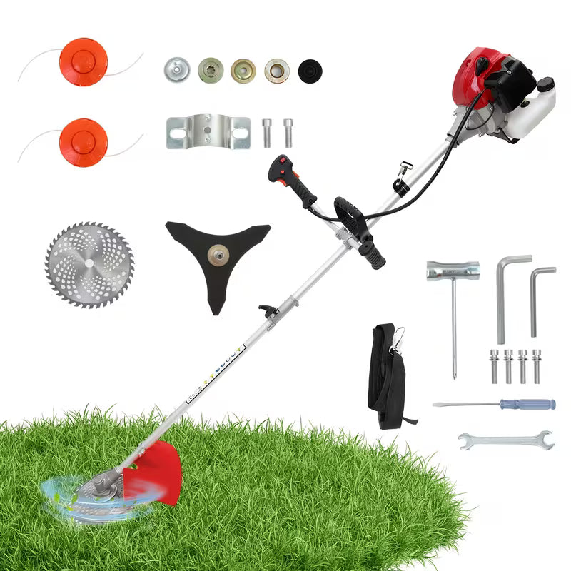 Gas Weed Wacker 52cc 4-in-1, 2-Stroke Gasoline Trimmer with Interchangeable Heads (Three-Tooth