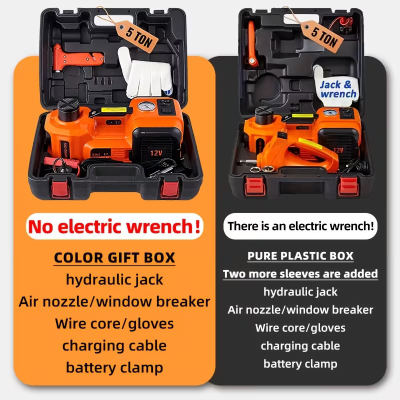 Electric Car Jack | 5 Ton/11023 LBS | Hydraulic Jack Lift with Electric Impact Wrench