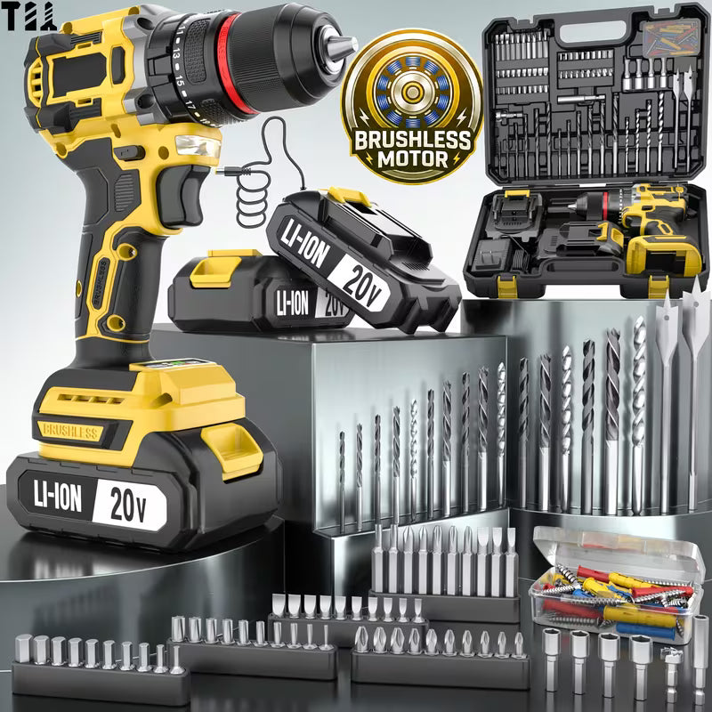20V Multifunctional Cordless Brushless Drilling Machine Set