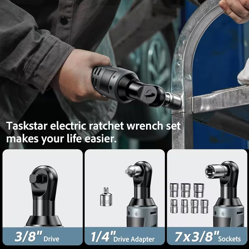 800N.m 1/2 Inch Cordless Electric Impact Gun+40N.m Electric Ratchet Wrench, Variable Speed Trigger