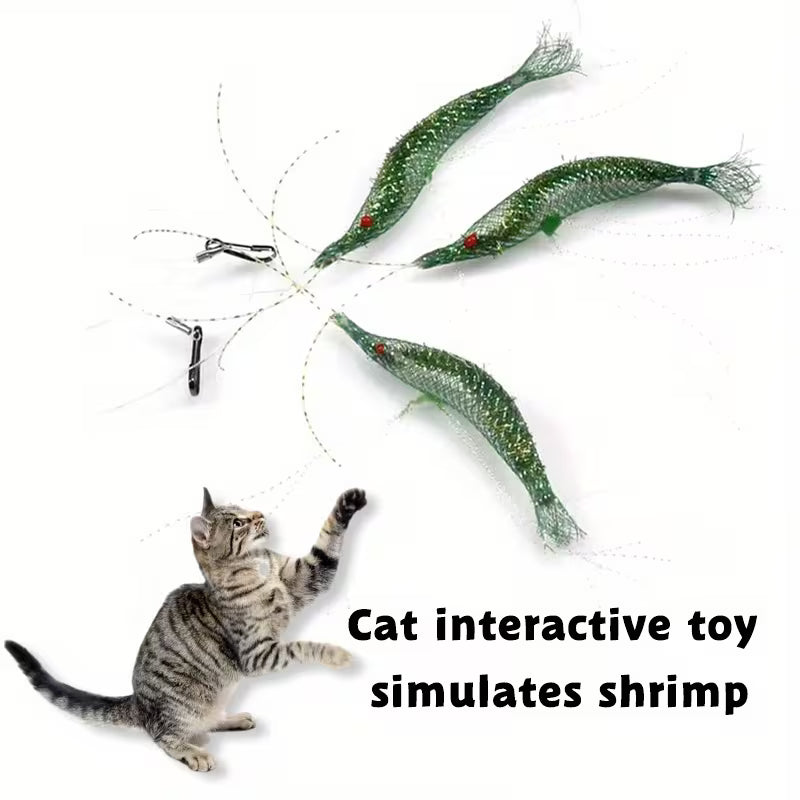 Durable Cat Toy Featuring a Realistic Shrimp Teaser Wand