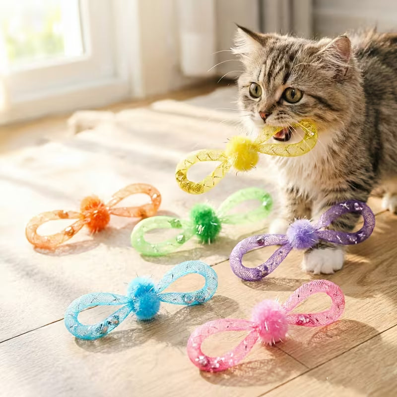 Pet Cat Tube with Bell Toy Kitten Toys Bowknot Relieve Set, Random Color