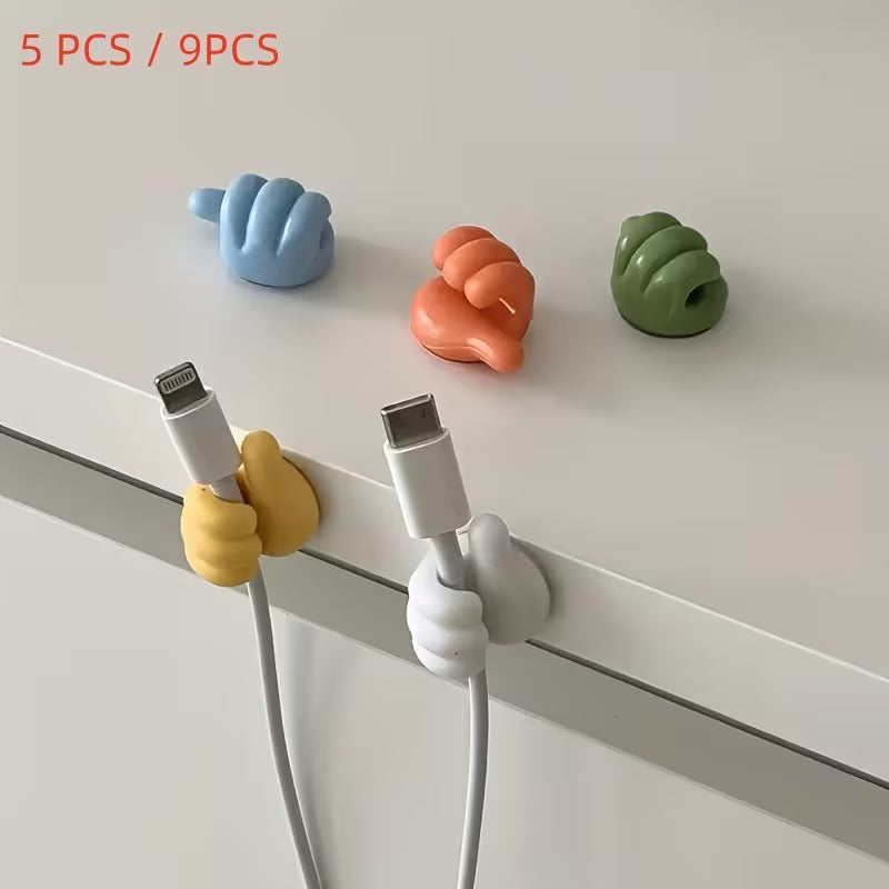 5-Pcs, 9-Pcs Thumb-Shaped Organizers, Random Colors, Lightweight Desktop Cable Management Clips